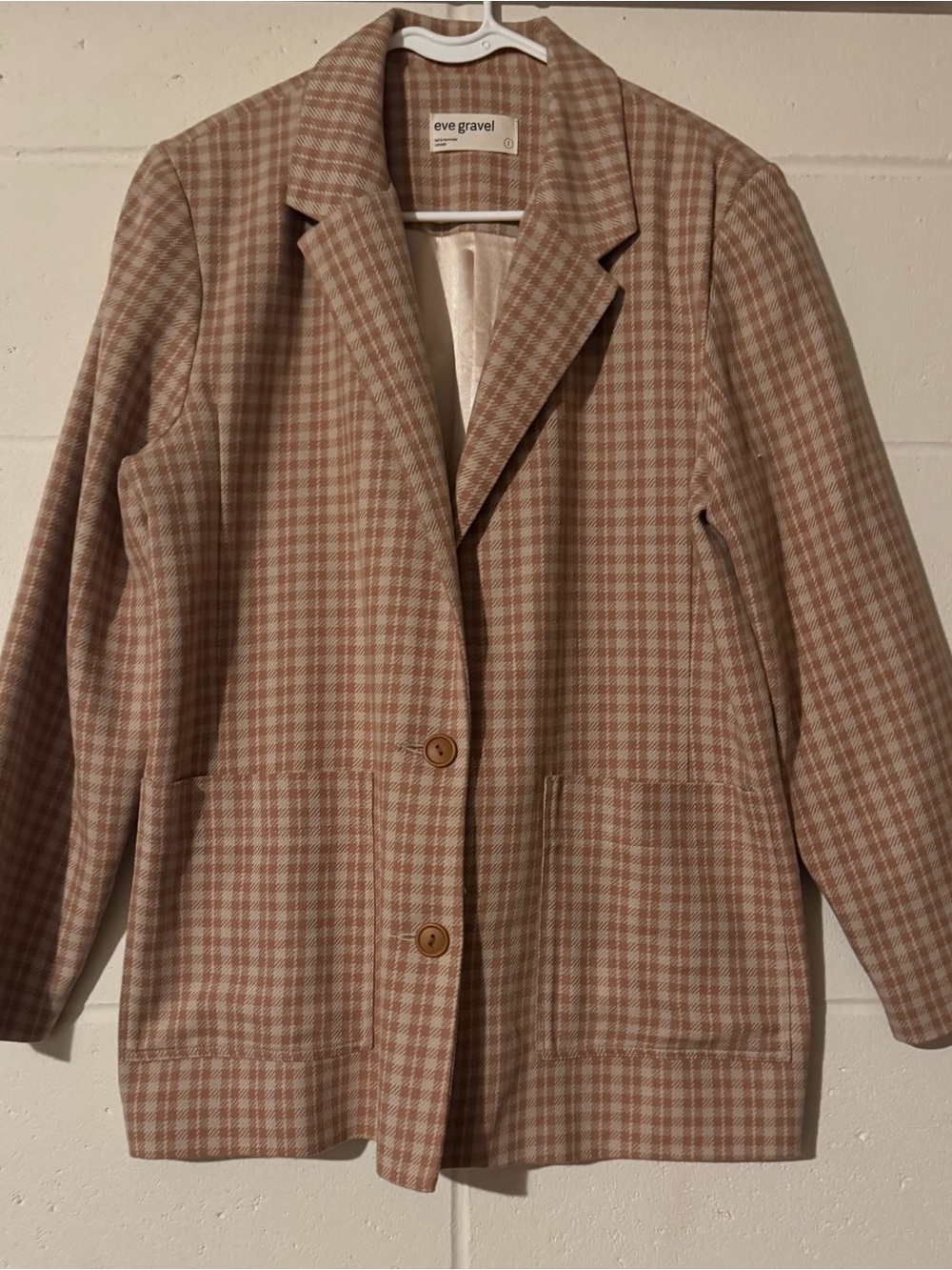 Eve Gravel 100% Cotton Plaid Blazer
